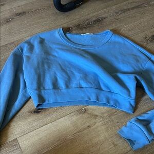 Reformation Blue Cropped Hunter Sweatshirt